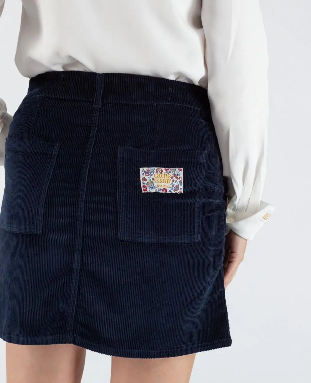 Jupe velours de maternité Bonnie marine