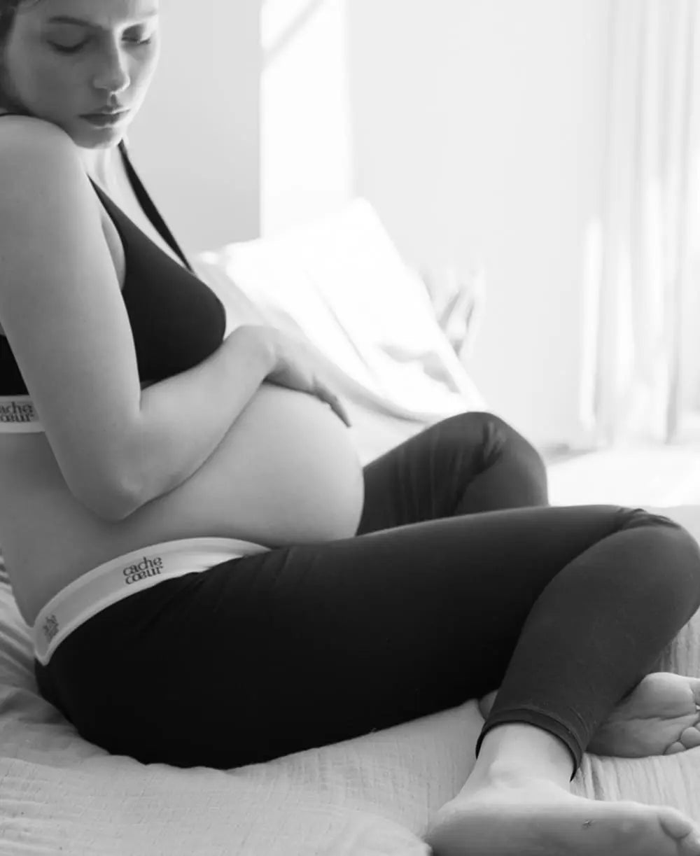 Legging de maternité life noir, cache cœur