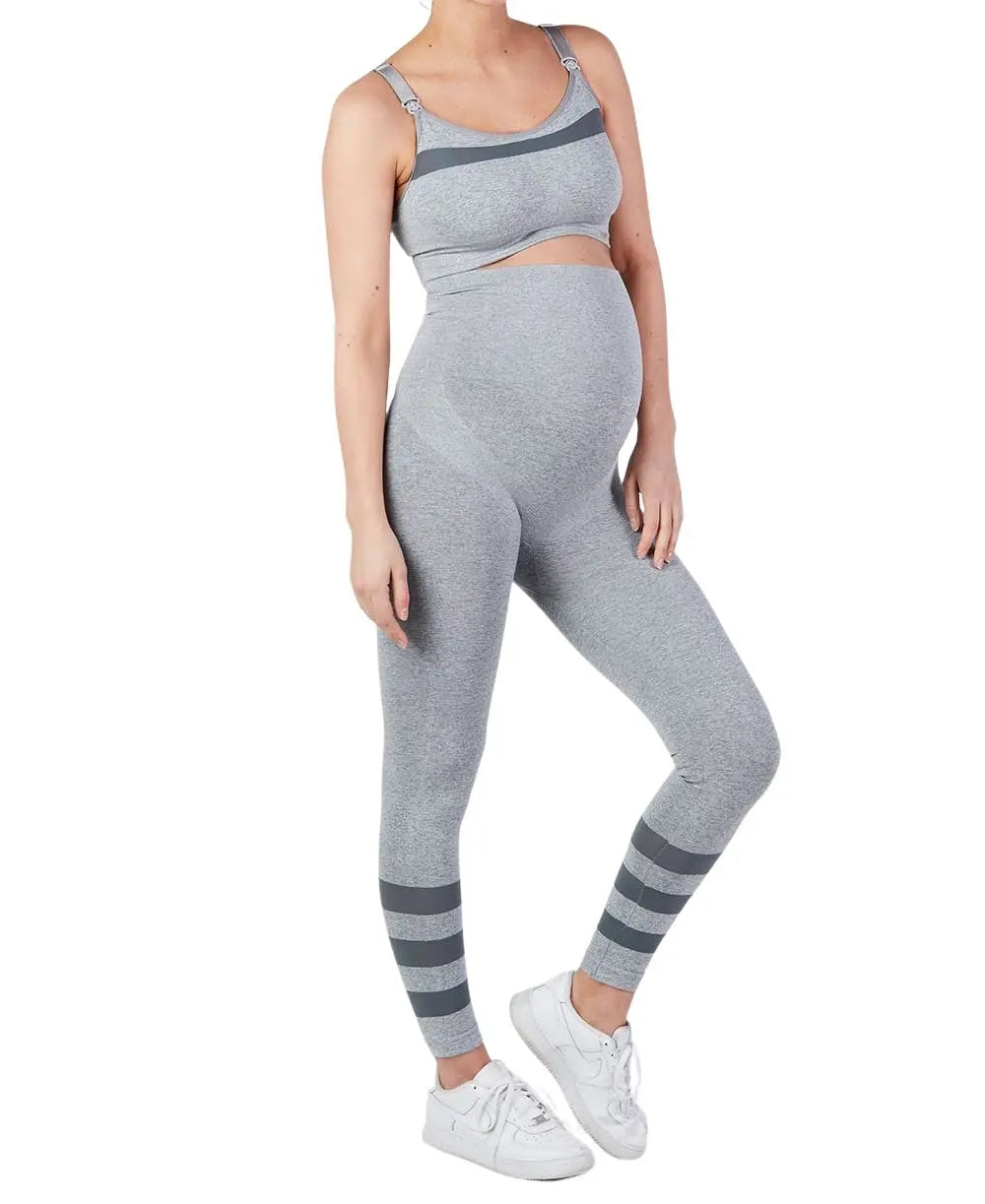 Legging de sport et grossesse woma gris, cache cœur