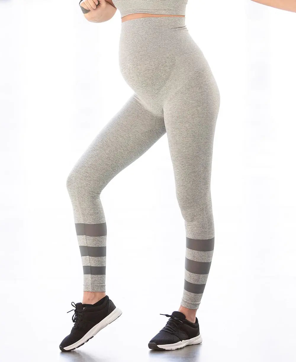 Legging de sport et grossesse woma gris, cache cœur