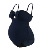 Maillot de bain grossesse bamboo marine, cache cœur