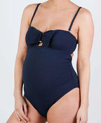 Maillot de bain grossesse bamboo marine, cache cœur