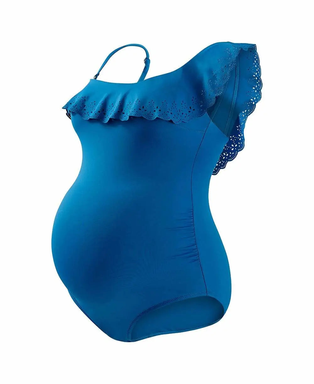 Maillot de bain grossesse bloom retro blue, cache cœur