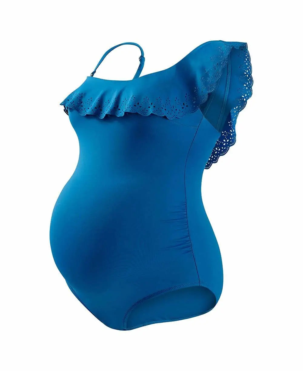 maillot de bain de maternité bleu dentelle