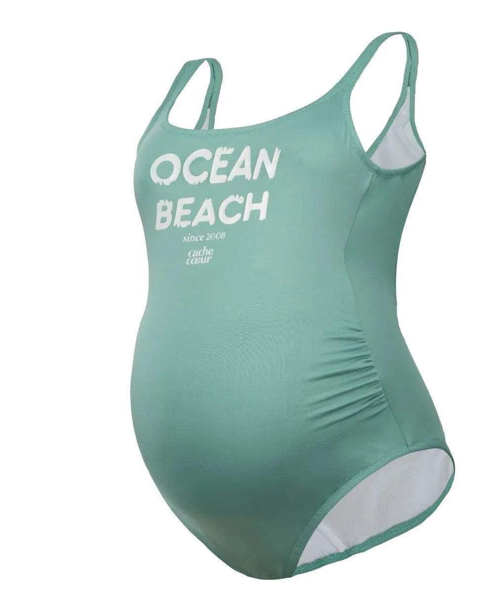 Maillot de bain grossesse ocean beach vert, cache cœur