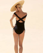 Maillot de bain grossesse toscane noir, cache cœur