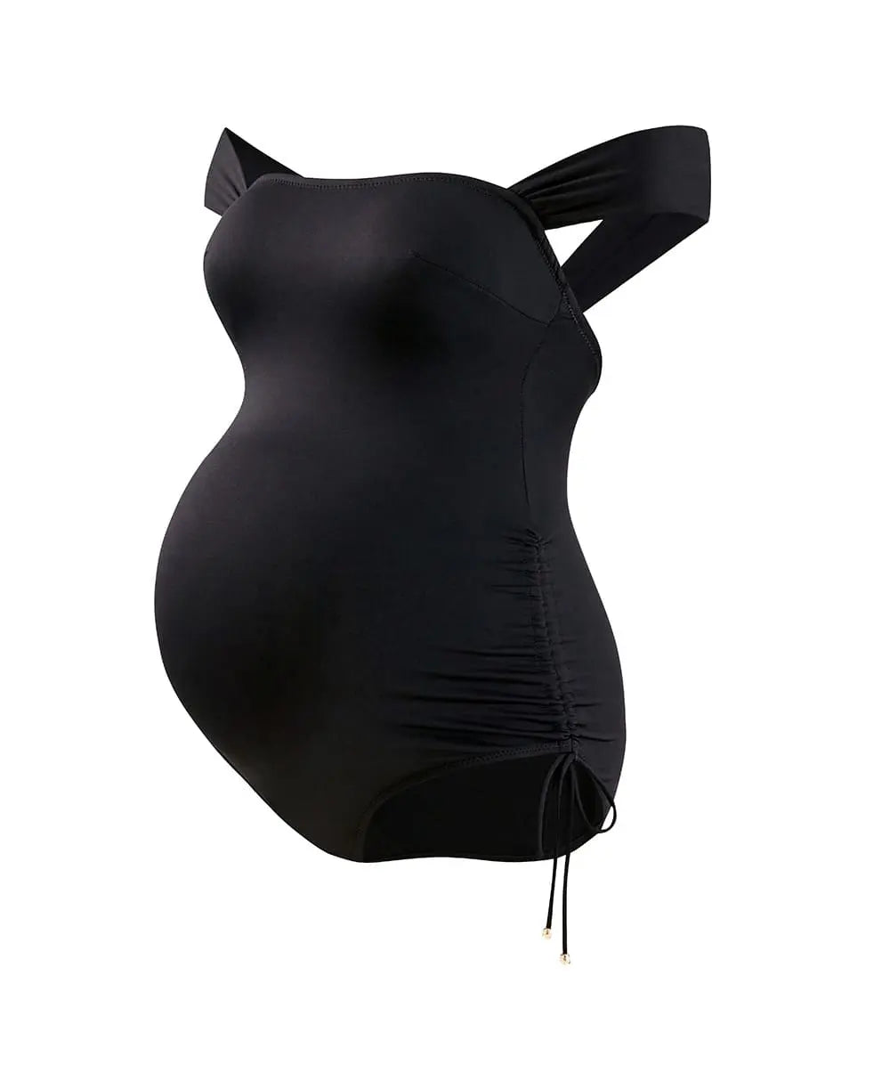 Maillot de bain grossesse toscane noir, cache cœur
