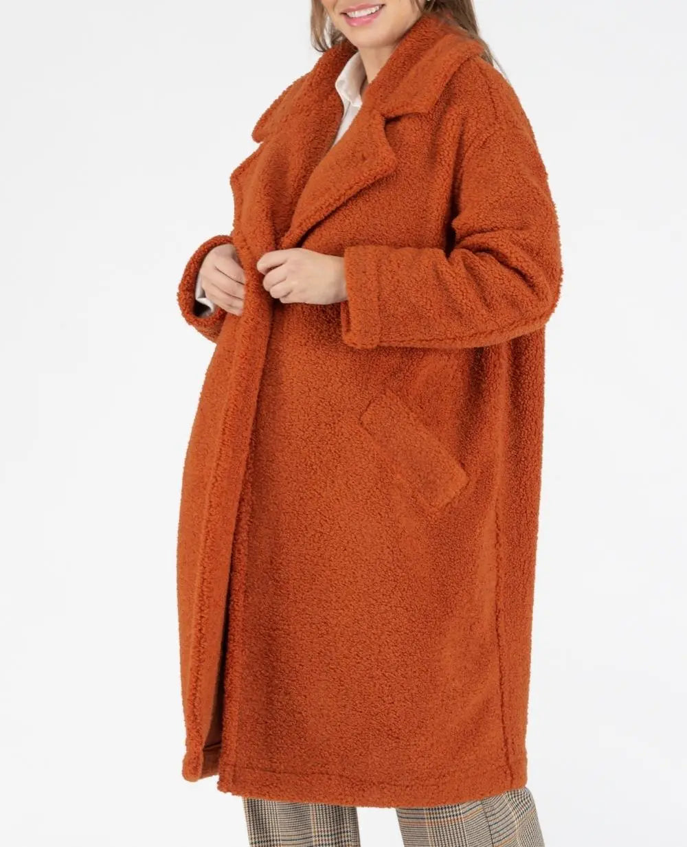Manteau long de maternité et portage léonie cuivre, cache
