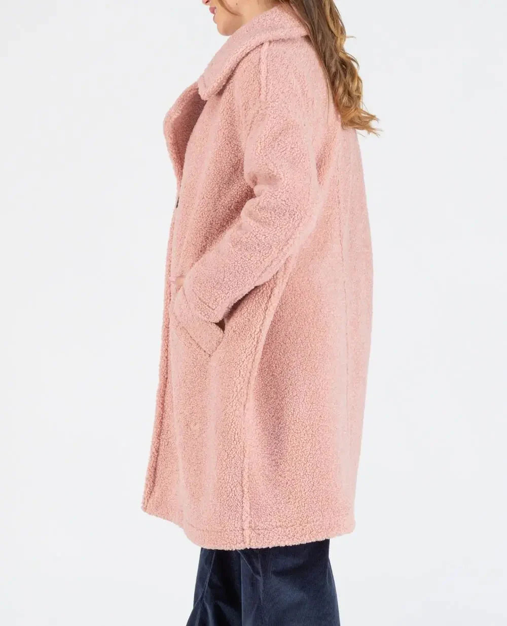 Manteau long de maternité et portage léonie rose, cache cœur
