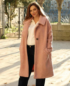 Manteau long de maternité et portage léonie rose, cache cœur