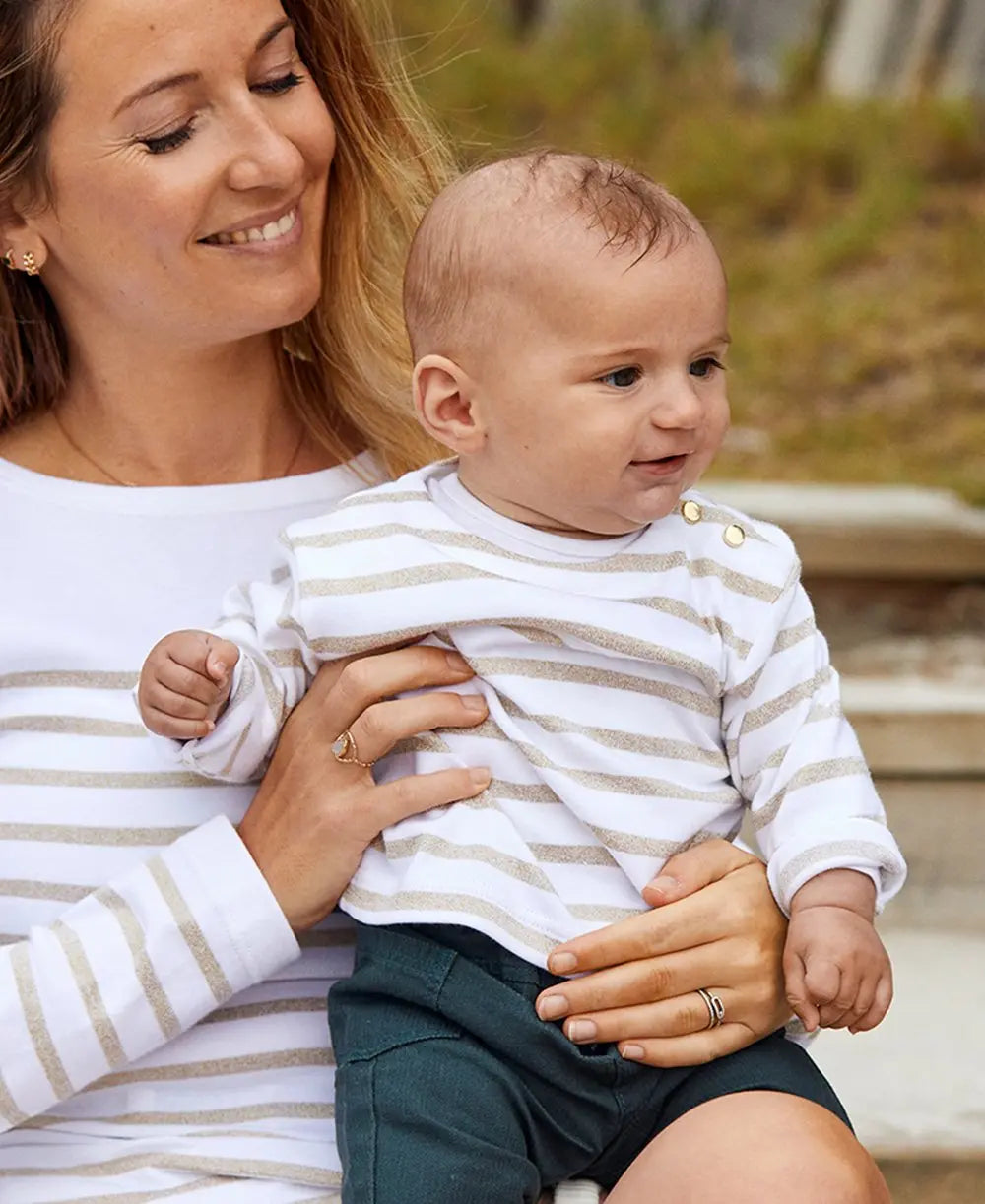Marinière BÉBÉ Morgat doré coton bio - Made in France