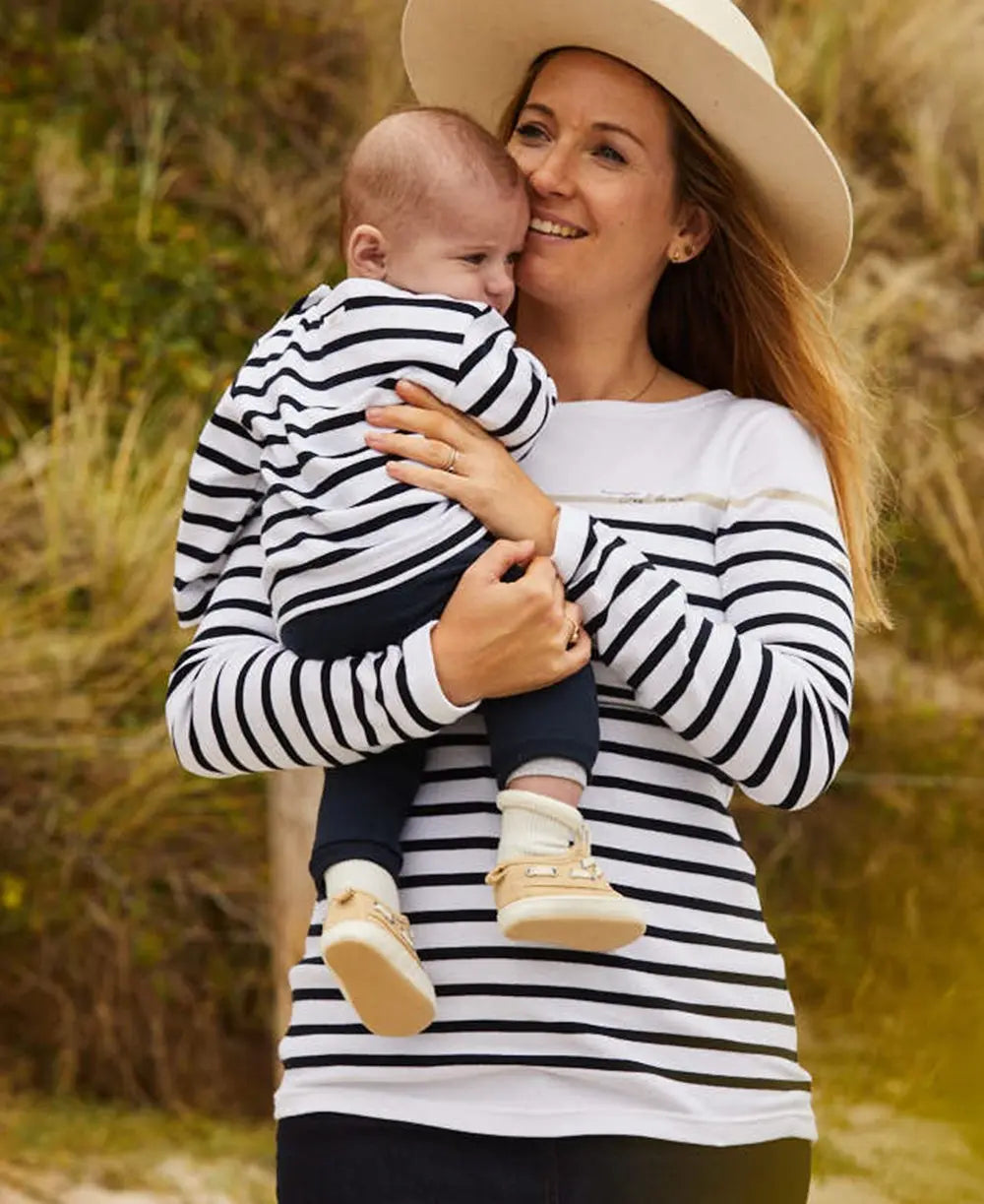Marinière bébé morgat blanc coton bio - made in france,