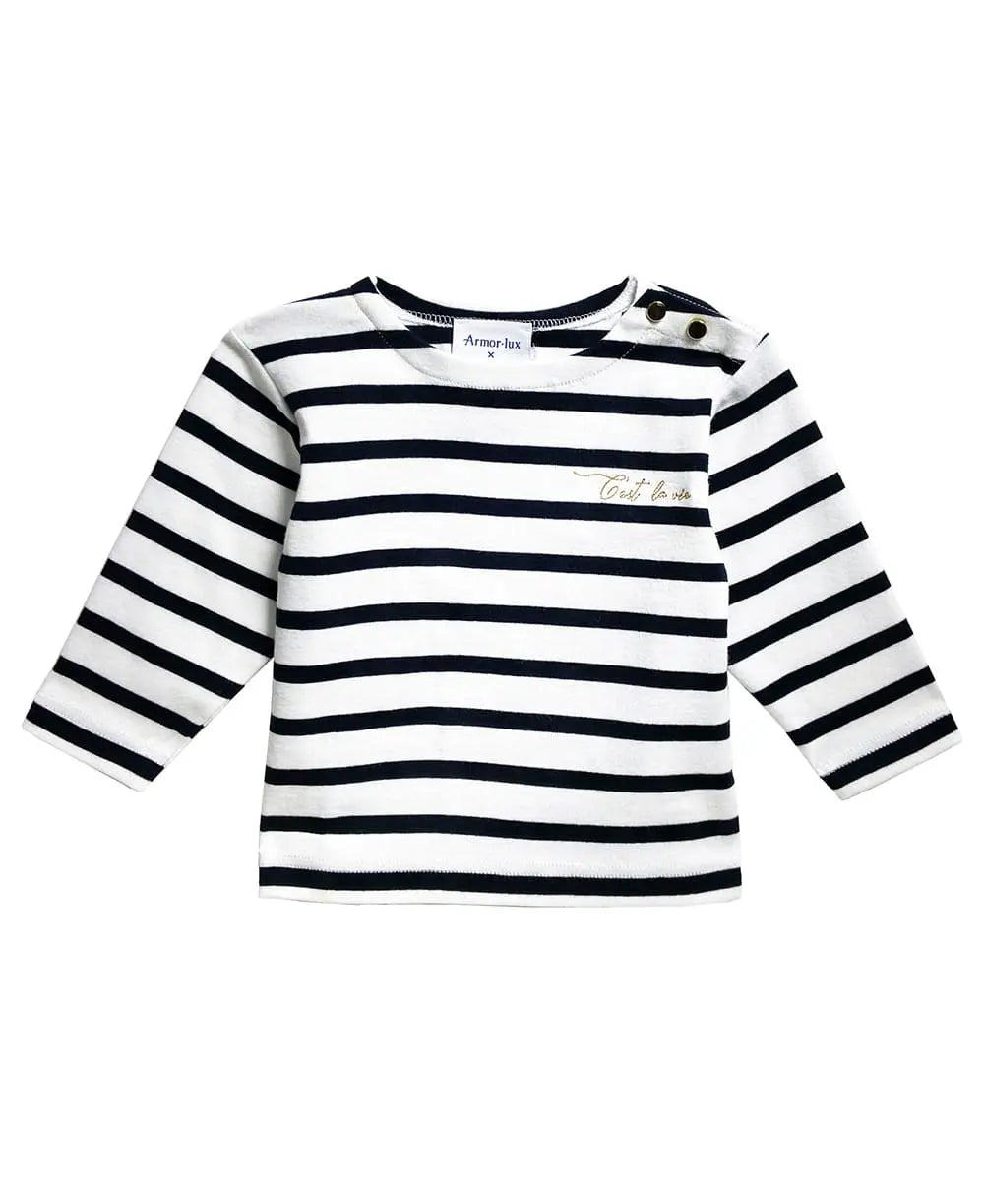 Marinière bébé morgat blanc coton bio - made in france,