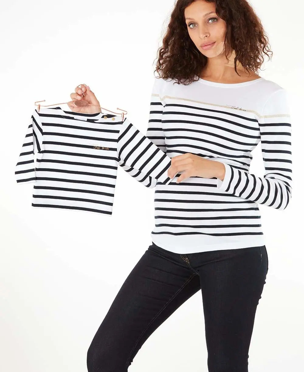 Marinière bébé morgat blanc coton bio - made in france,