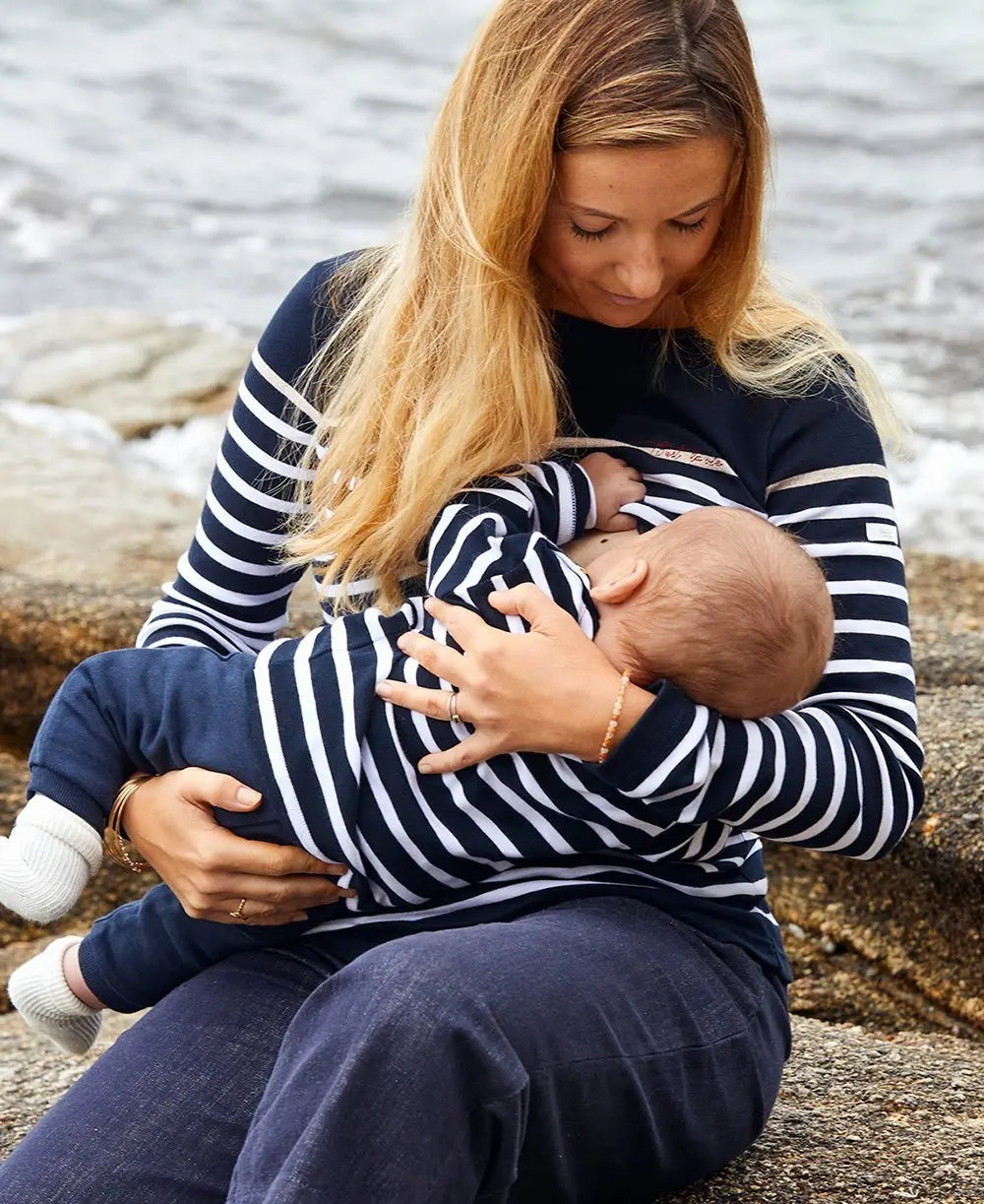 Marinière BÉBÉ Morgat marine coton bio - Made in France