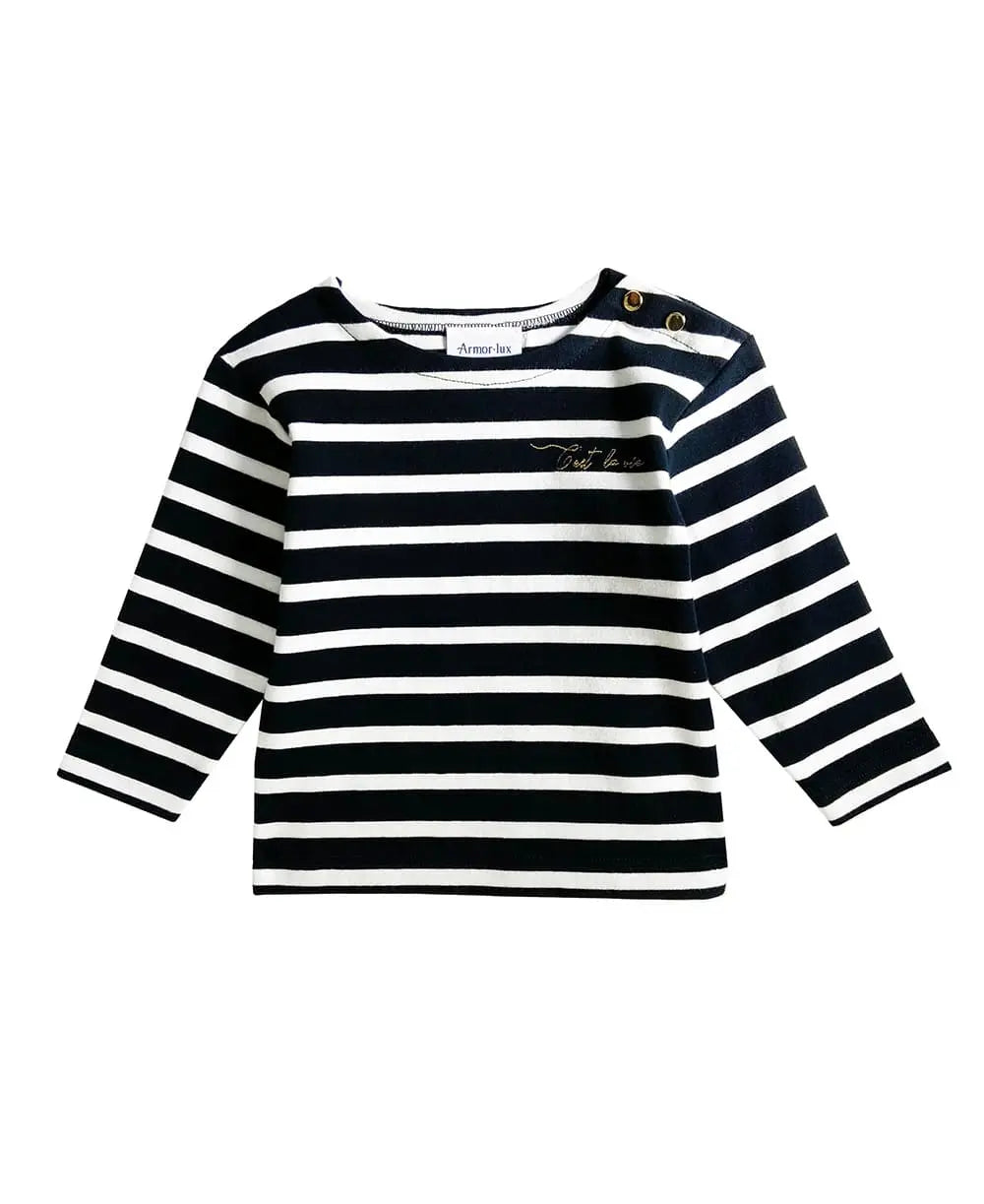 Marinière BÉBÉ Morgat marine coton bio - Made in France
