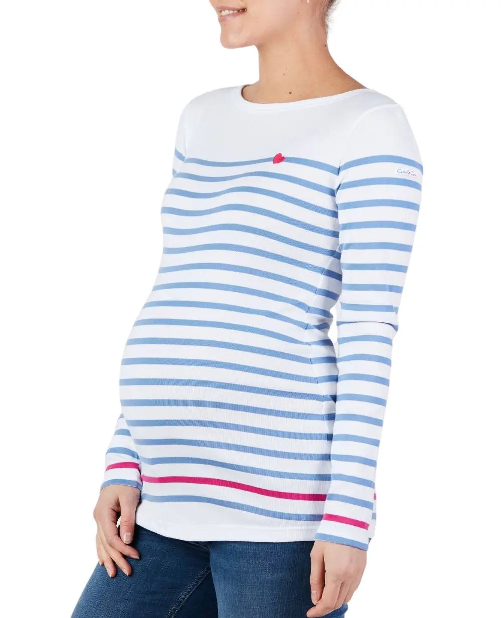 Marinière de grossesse blanc et bleu brest - made in