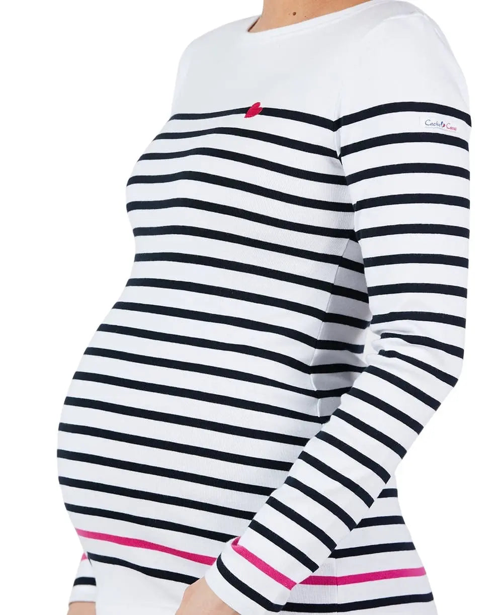 Marinière de grossesse blanc et marine brest - made in