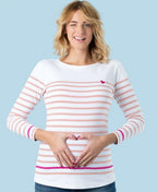 Marinière de grossesse blanc et rose brest - made in