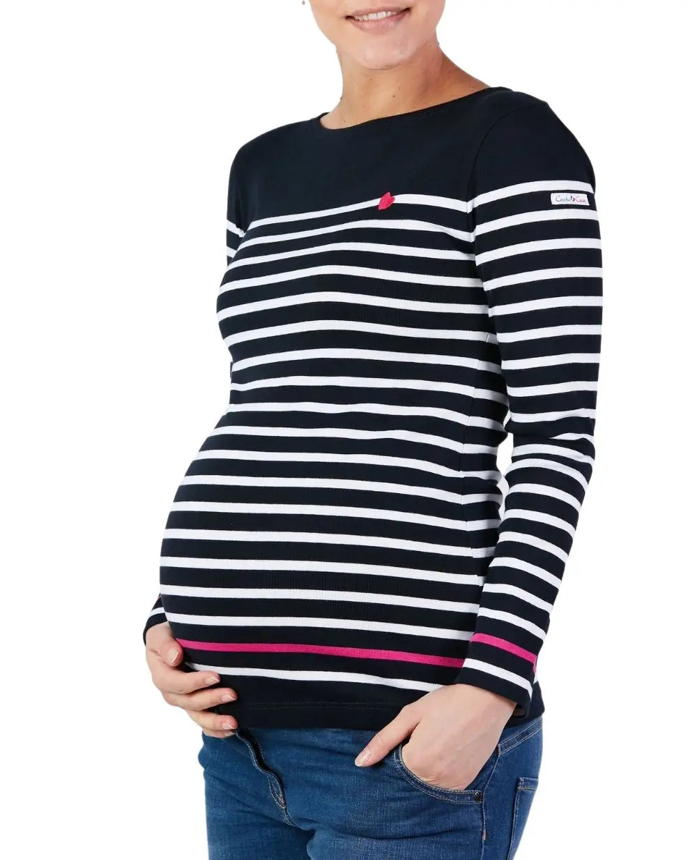 Marinière de grossesse marine et blanc brest - made in