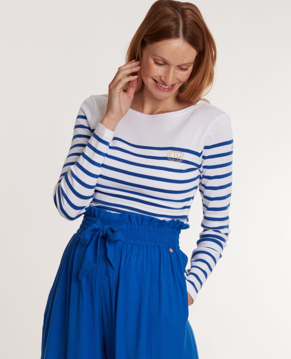 Maglia premaman e allattamento Benodet - Bianco/Blu