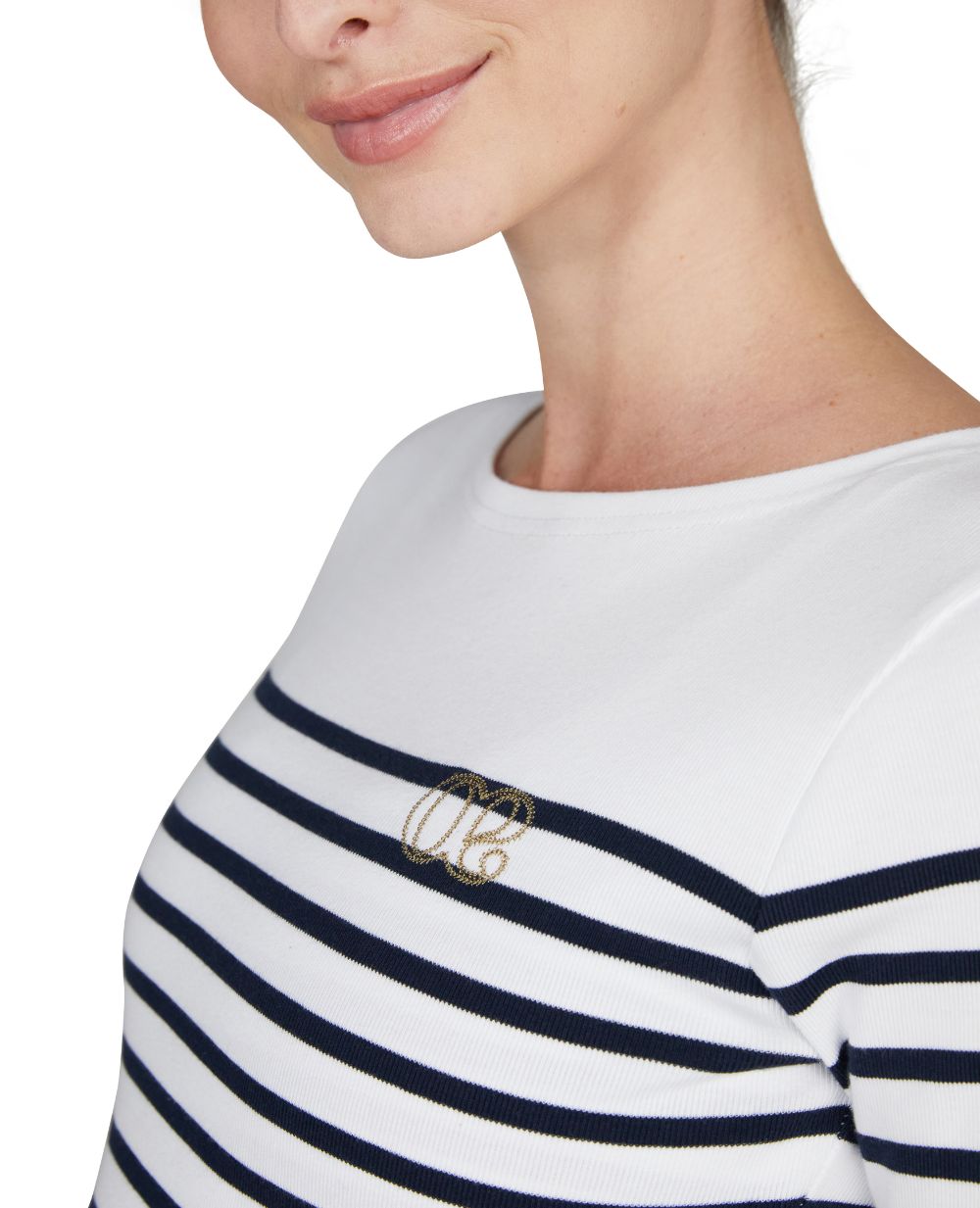 Maglia premaman e per l'allattamento Benodet - Bianco/Blu marino