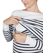 Maglia premaman e per l'allattamento Benodet - Bianco/Blu marino