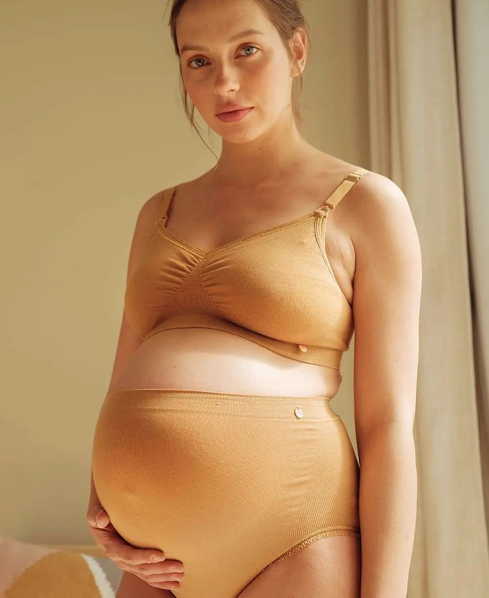 Maxi culotte de grossesse sans couture organic cumin, cache