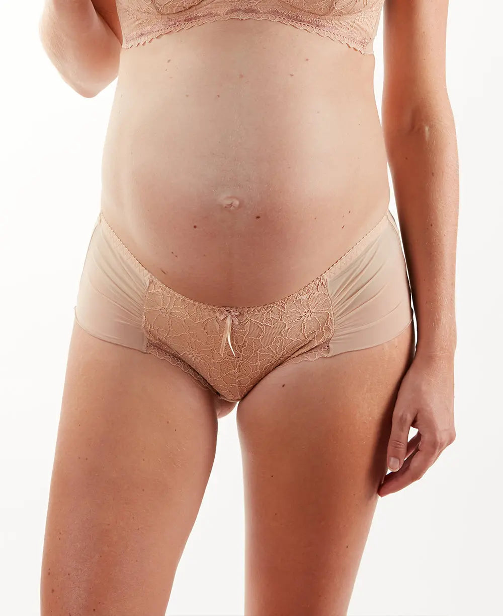 Pack of 2 Iris beige low-waisted maternity shorties