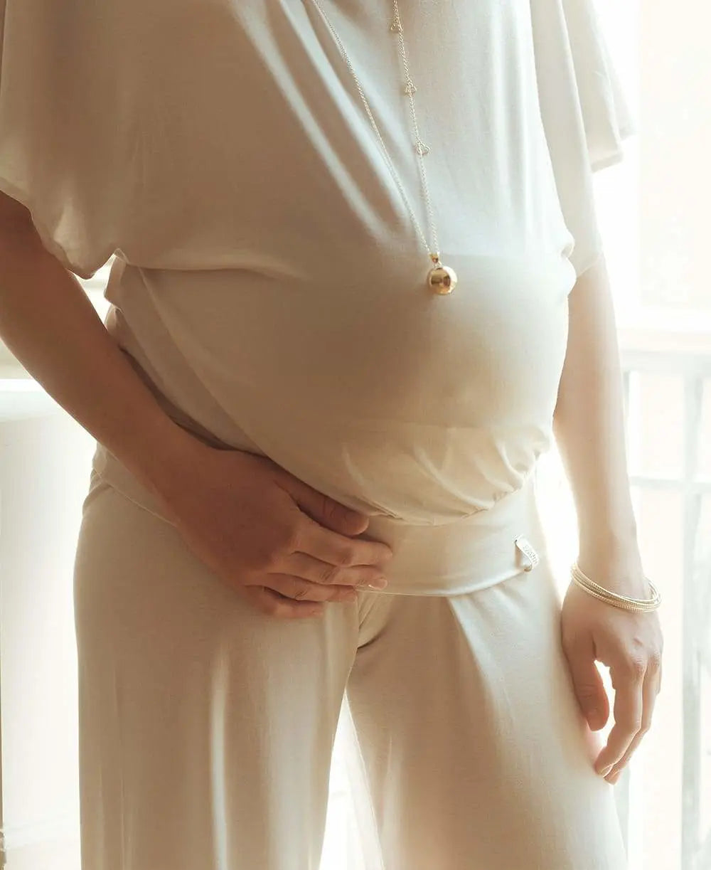 Pantalon 7/8ème de grossesse origin avoine, cache cœur