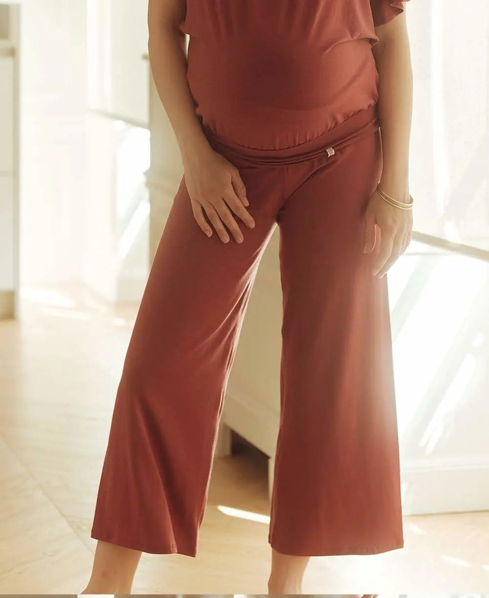 Pantalon 7/8ème de grossesse origin terracotta, cache cœur
