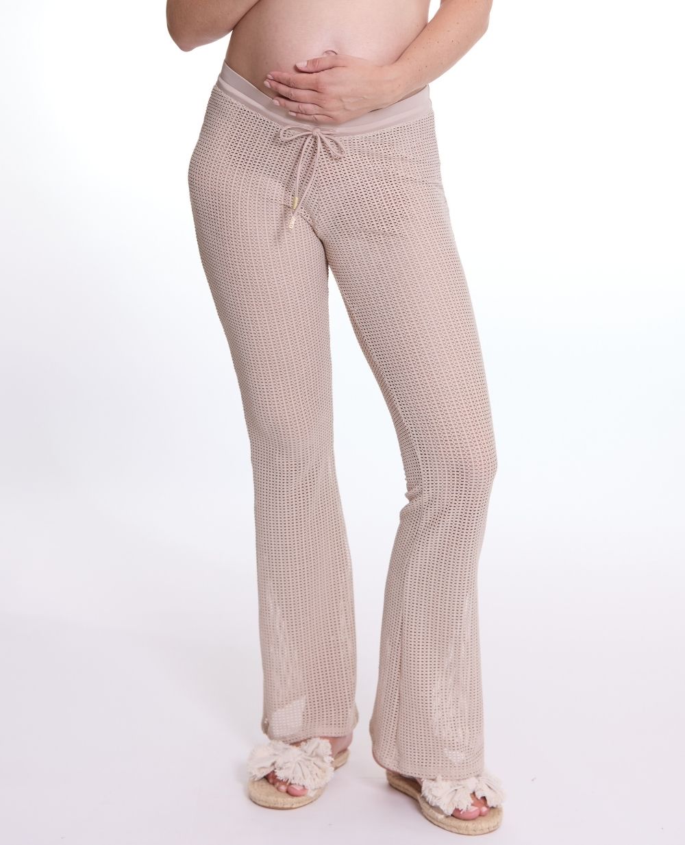 Pantalon beachwear de maternité Milos - Beige