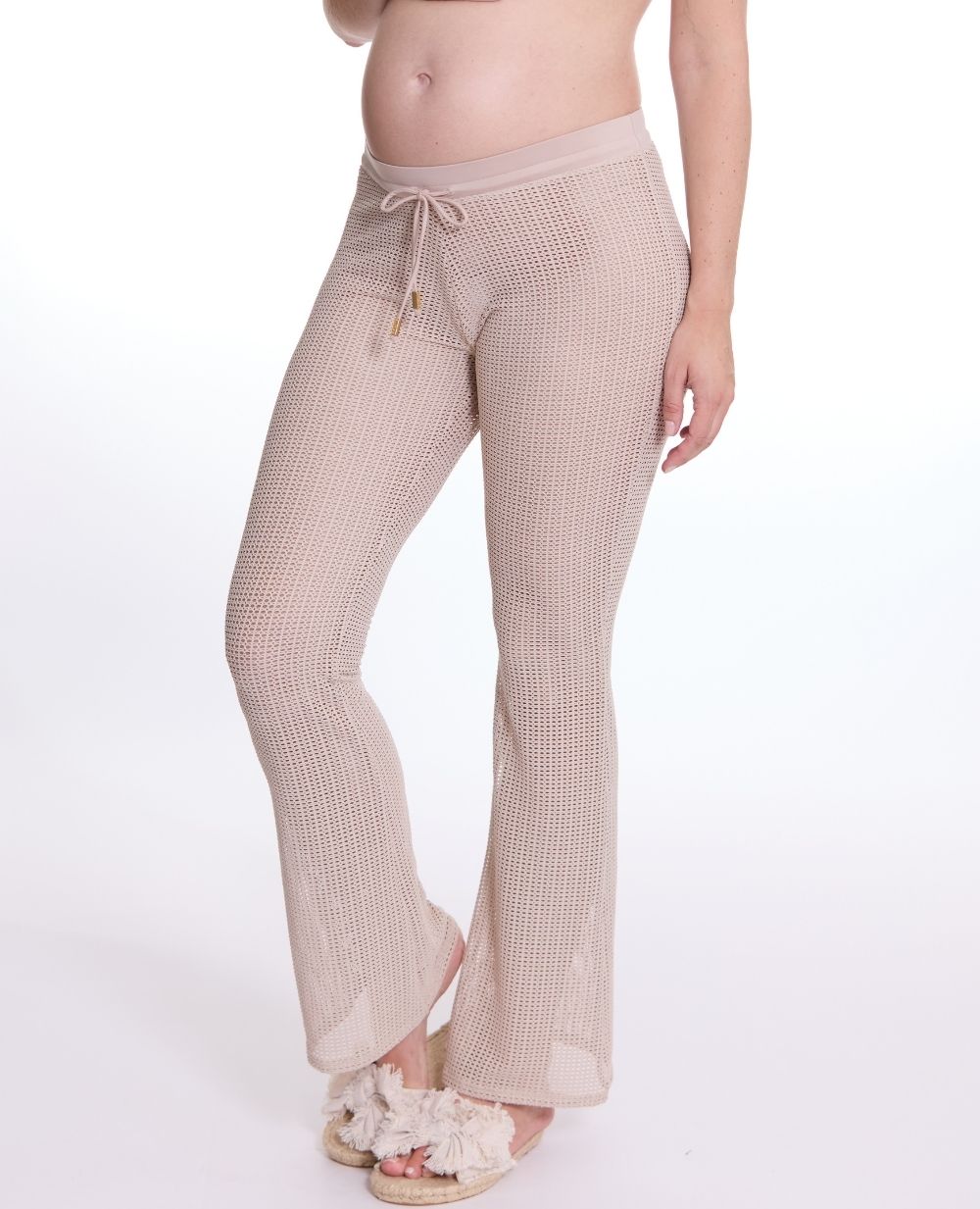 Pantalon beachwear de maternité Milos - Beige
