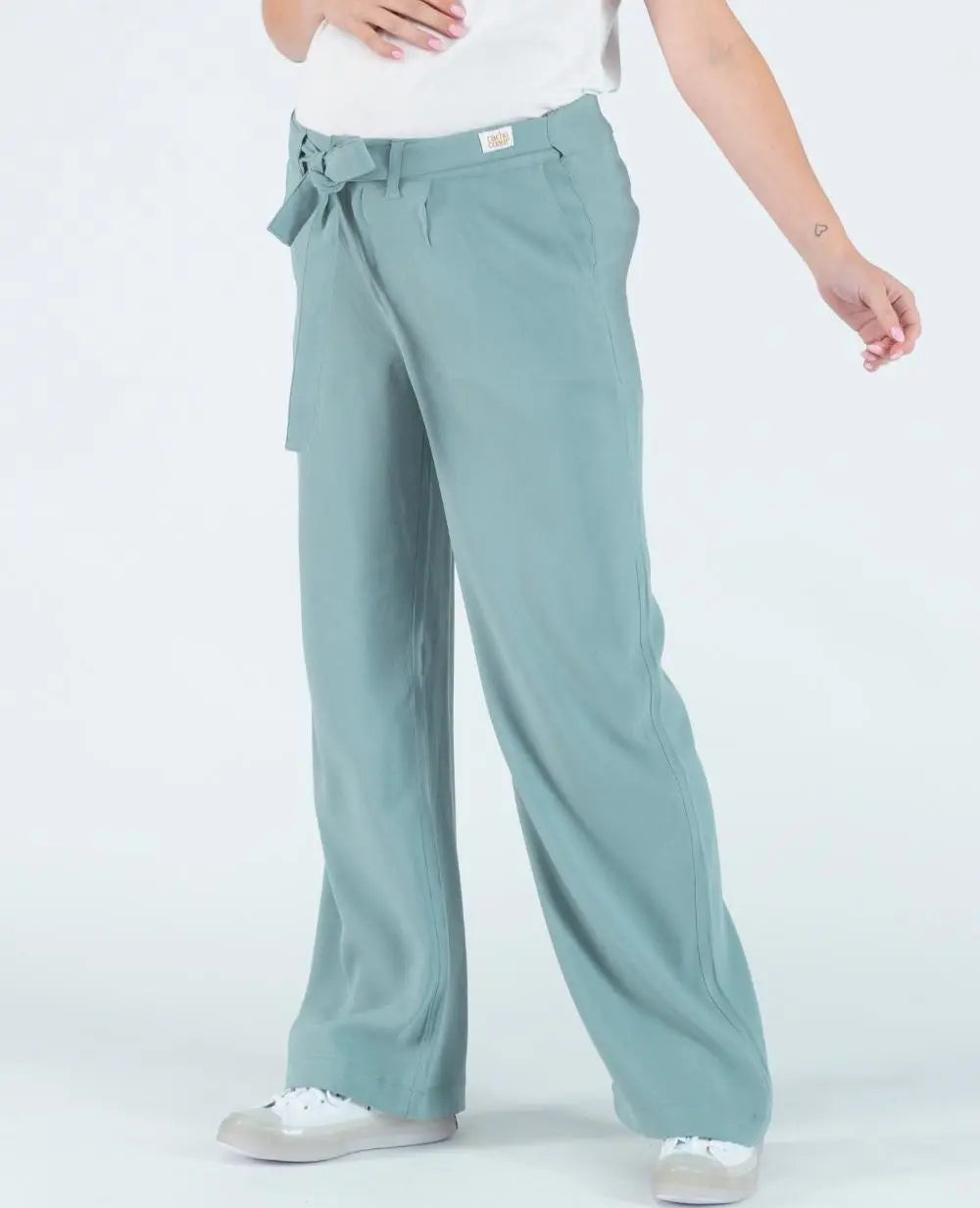Pantalon large de grossesse betty sauge, cache cœur