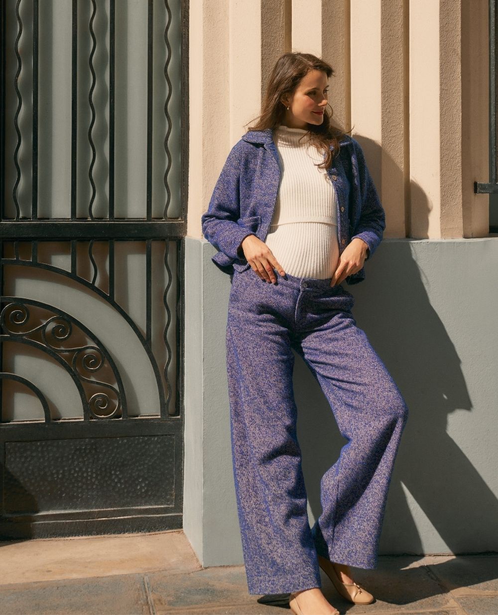 Pantalon large de maternité Kate - Bleu