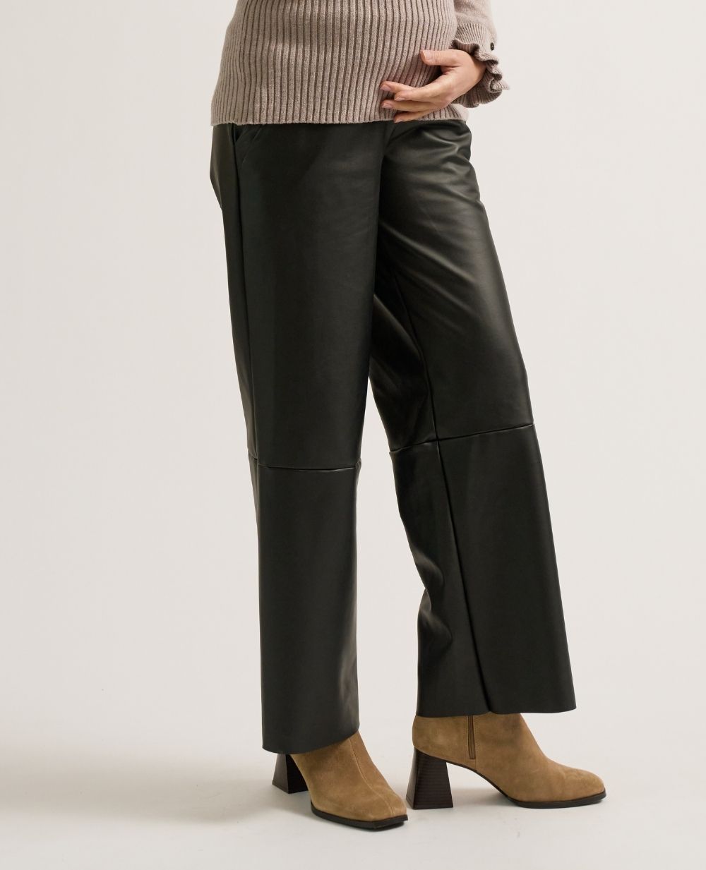 Alix Faux Leather Maternity Pants - Black