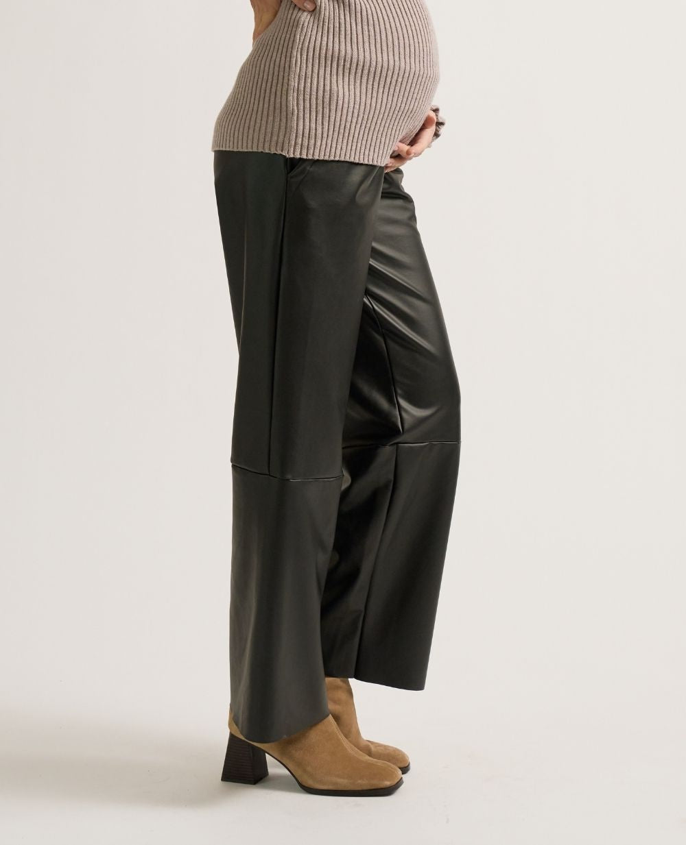 Alix Faux Leather Maternity Pants - Black