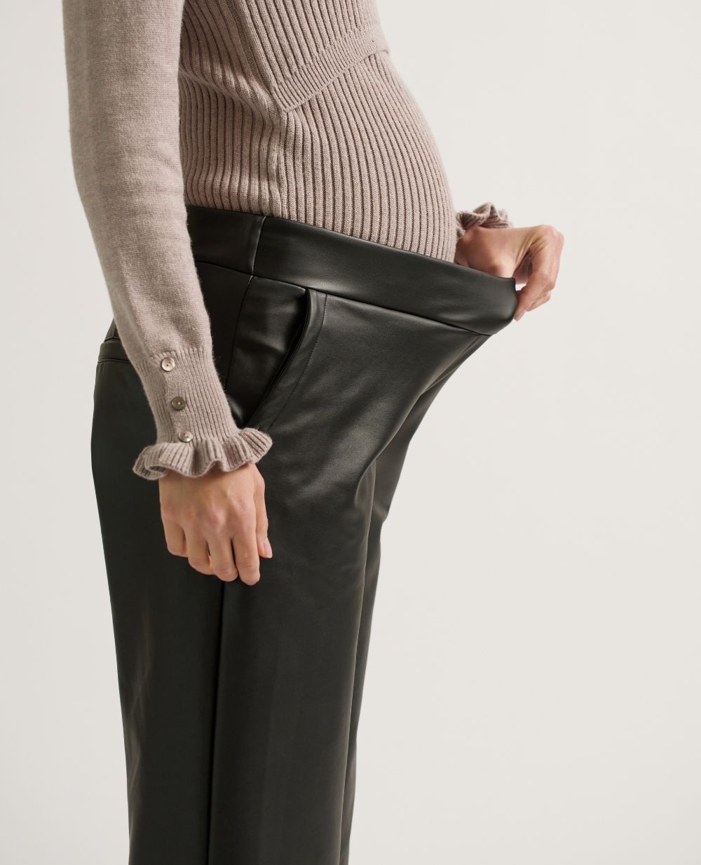 Alix Faux Leather Maternity Pants - Black