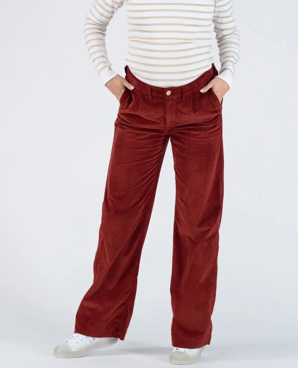 Pantalon velours de grossesse clyde havane, cache cœur