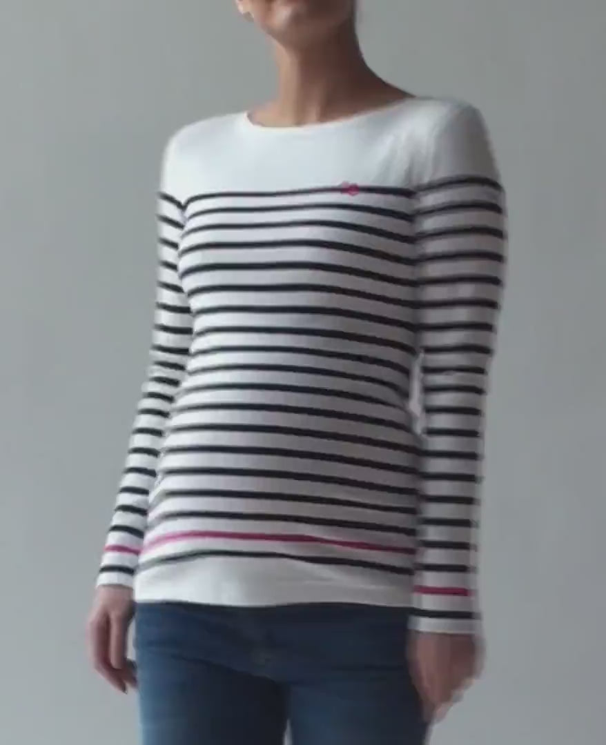 Marinière Made in France coton bio blanc marine