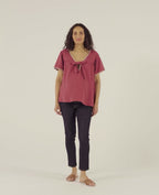 Blusa e camicia per l'allattamento Soraya - Prune