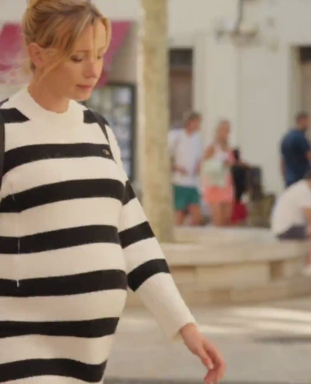 Normandie Maternity and Nursing Sweater Dress - Black / White
