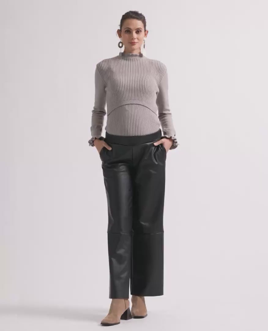 Alix Faux Leather Maternity Pants - Black