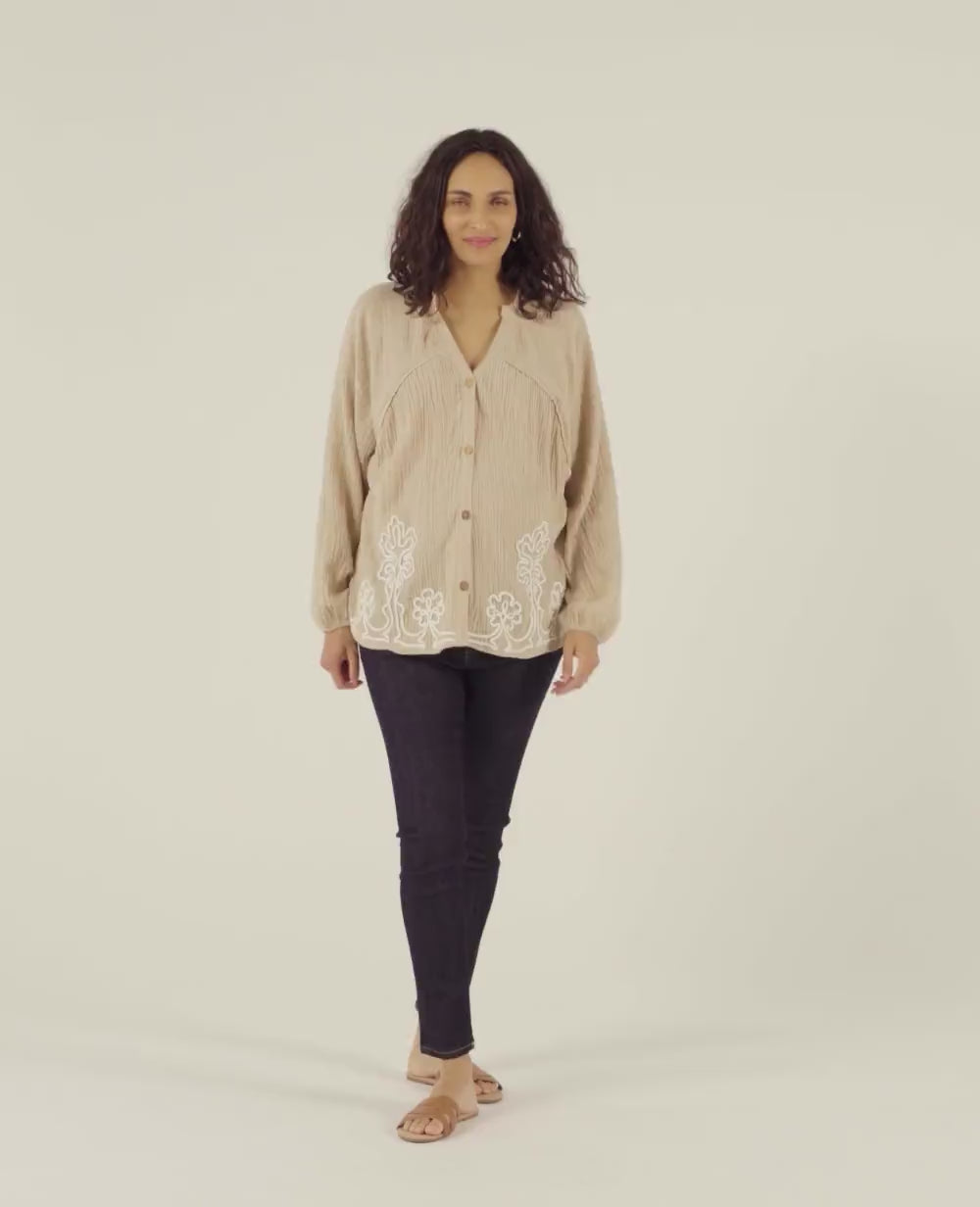 Sarah Nursing Blouse and Shirt - Beige