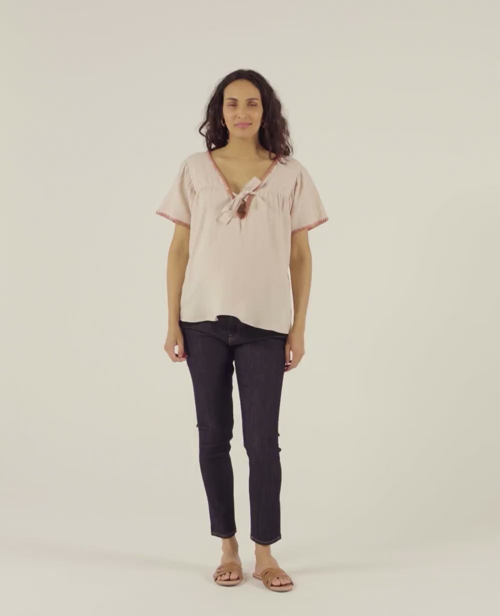 Blusa e camicia per l'allattamento Soraya - Beige