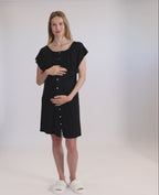 Camicia da notte premaman e per l'allattamento Louna - Nero