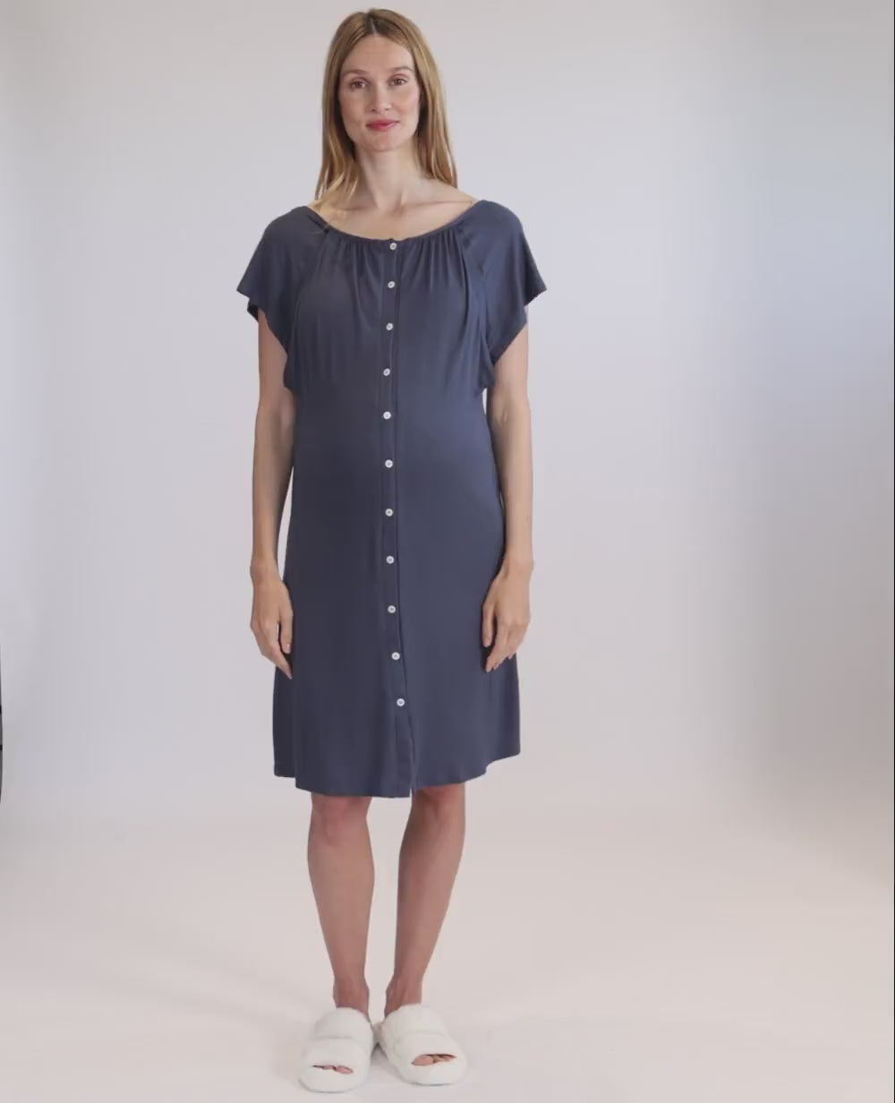 Camicia da notte premaman e per l'allattamento Louna - Blu notte