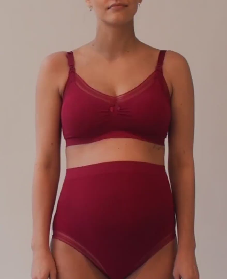 Brassière de grossesse et d'allaitement viscose de bamboo sans couture Milk Bordeaux