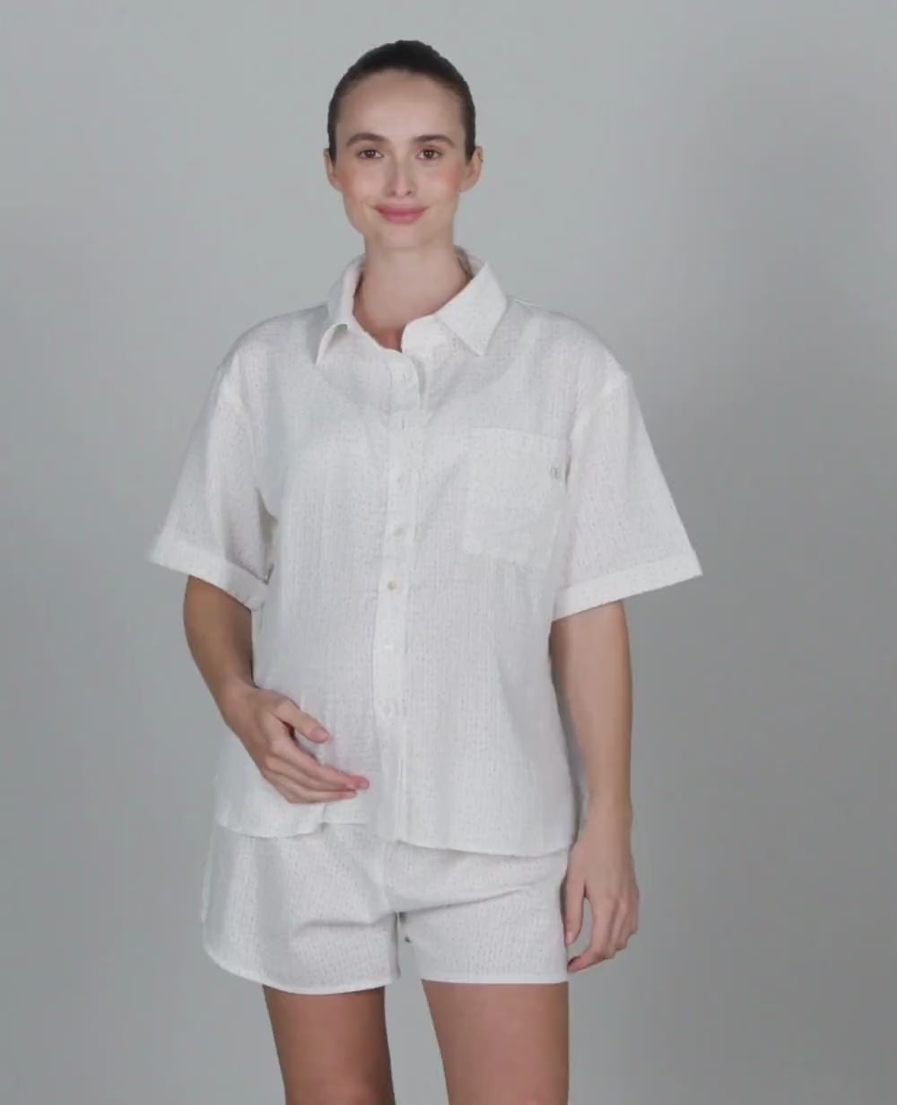 Pigiama corto premaman e per l'allattamento Paulette - Bianco