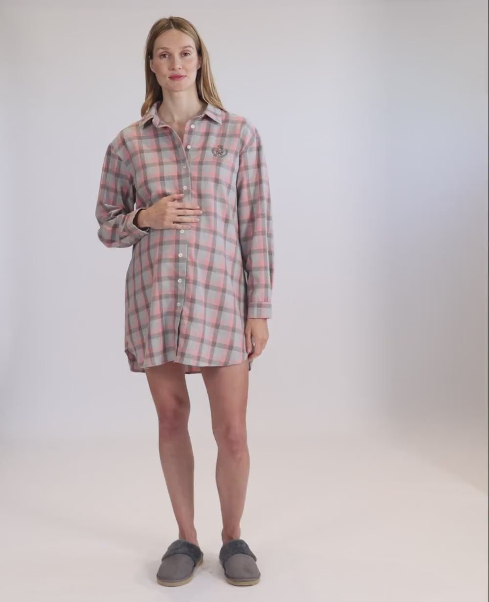 Camicia da notte premaman e da allattamento Teddy - Grigio